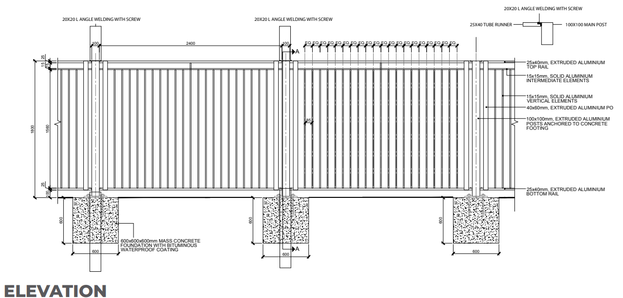 Cast Aluminium Fence (PER LM - 2M HT)